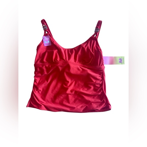 MAIDENFORM red Tankini Swim Top Size 38C summer pool cruise - Picture 3 of 16